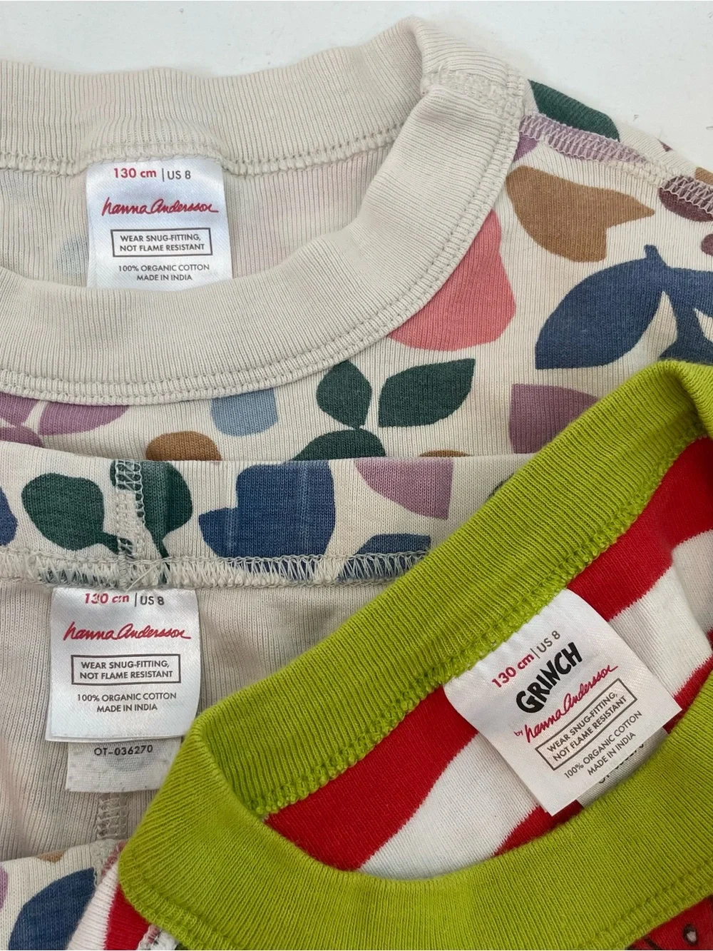 Hanna Andersson Girls Floral Long John Pajama Set Organic Cotton Size 8